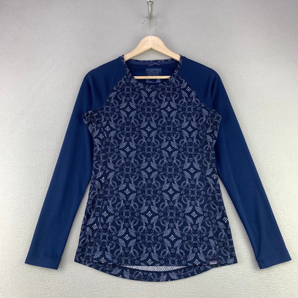 Patagonia‎ Capilene Midweight Baselayer Women S Blue Floral Crewneck Pullover